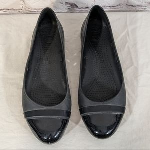CROCS Jayna Black Flats with Glossy Toe